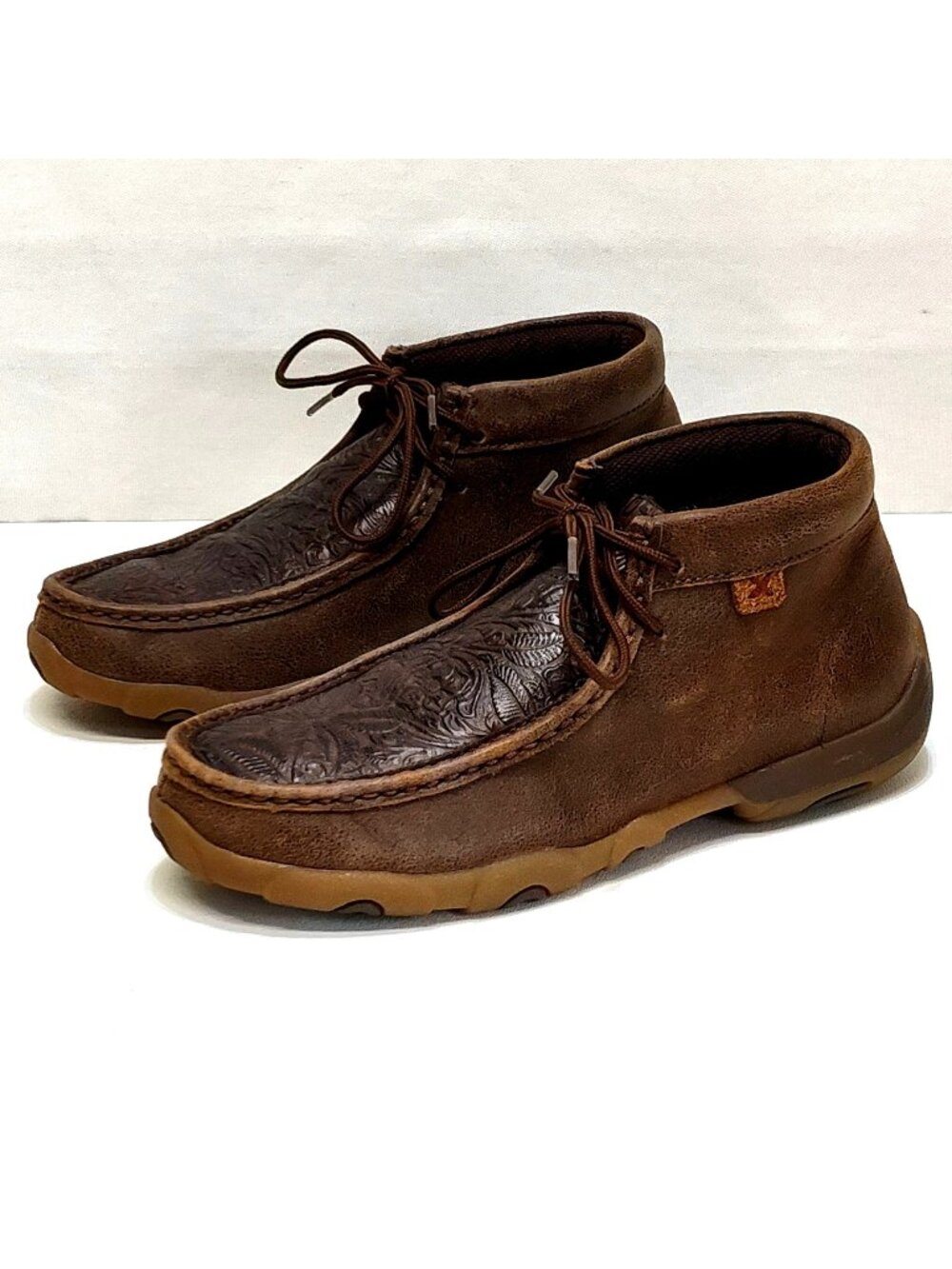 Twisted X Boots WDM0079 Chukka Driving Moc Leather Floral Embossed WMNS Size 6M